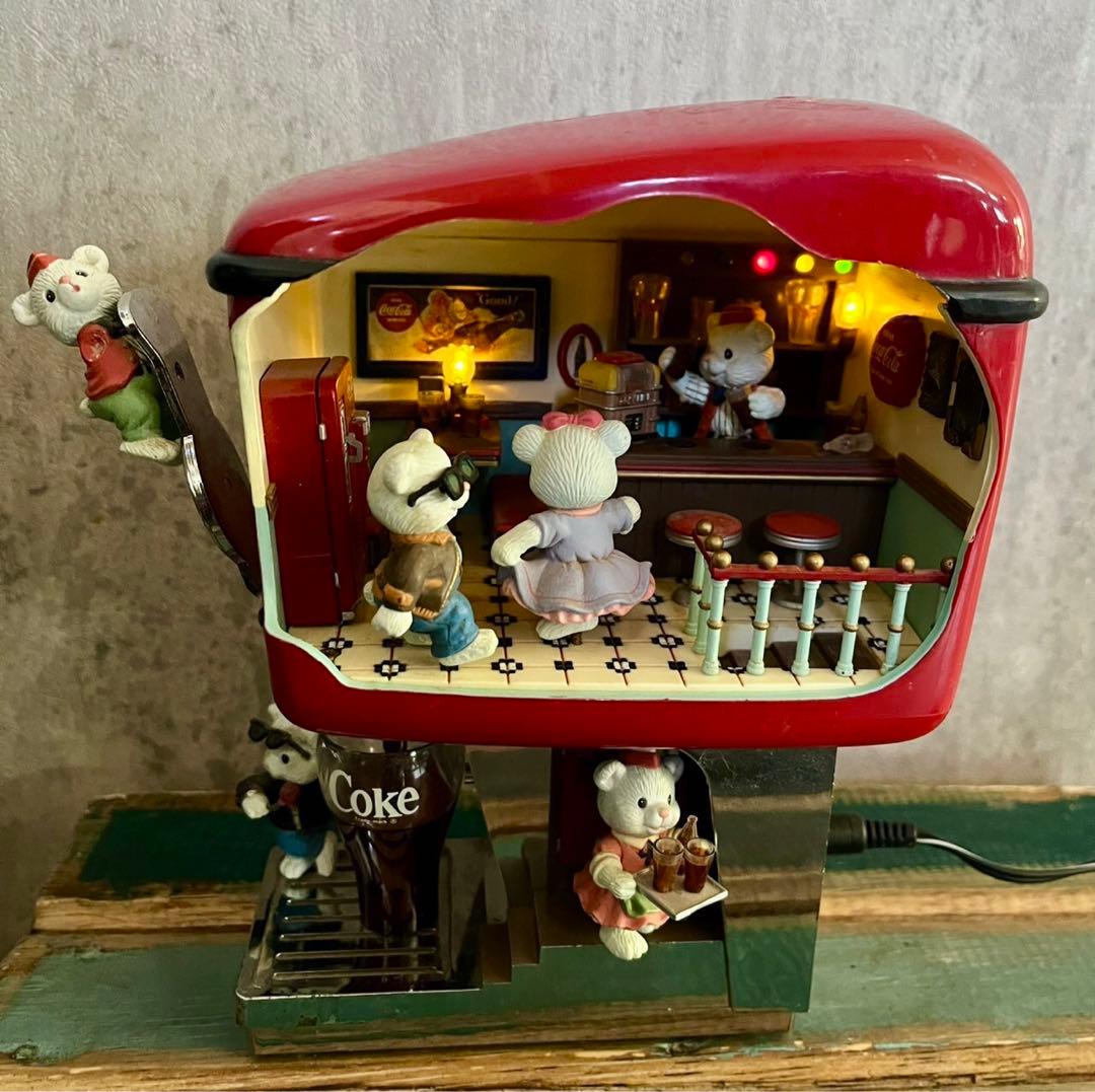 アメリカビンテージ光って動くコカコーラソーダショップミュージックボックス1991