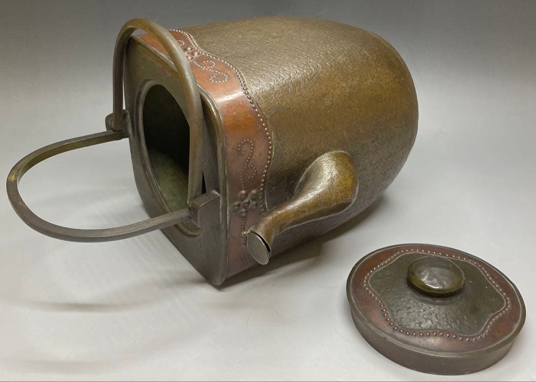 金工師　金屋五郎三郎　注水　薬缶　口蓋付　銅製　茶道具　N773