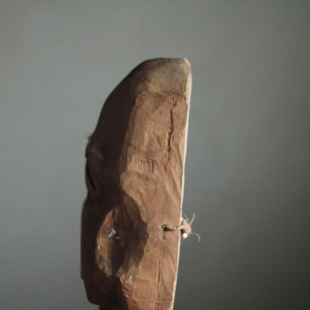 古い 木彫 面 おきな 民芸 古道具 アンティーク オブジェ