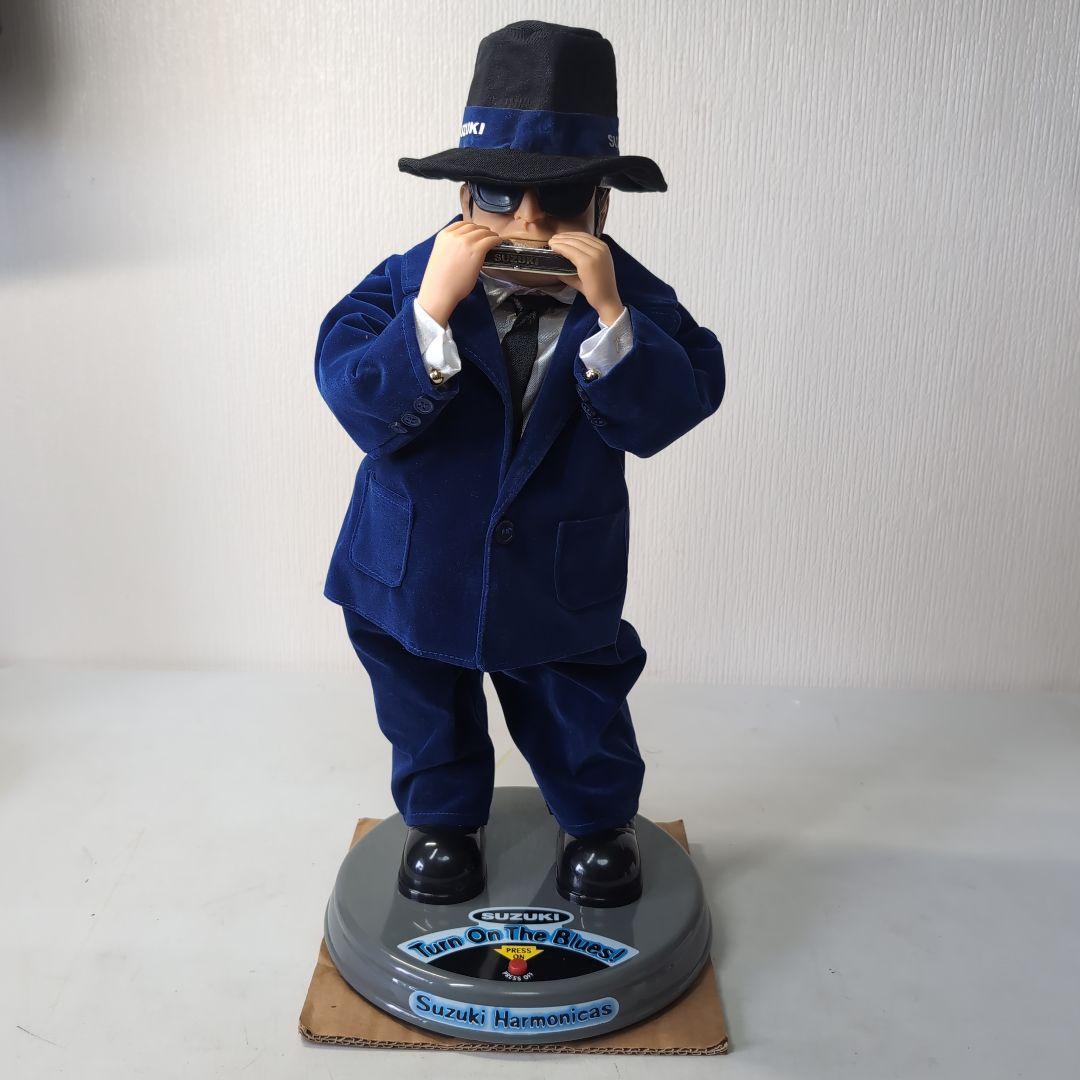 ハーモニカを吹く人形 SUZUKI BLUES MAN ハーモニカ　ブルースマン
