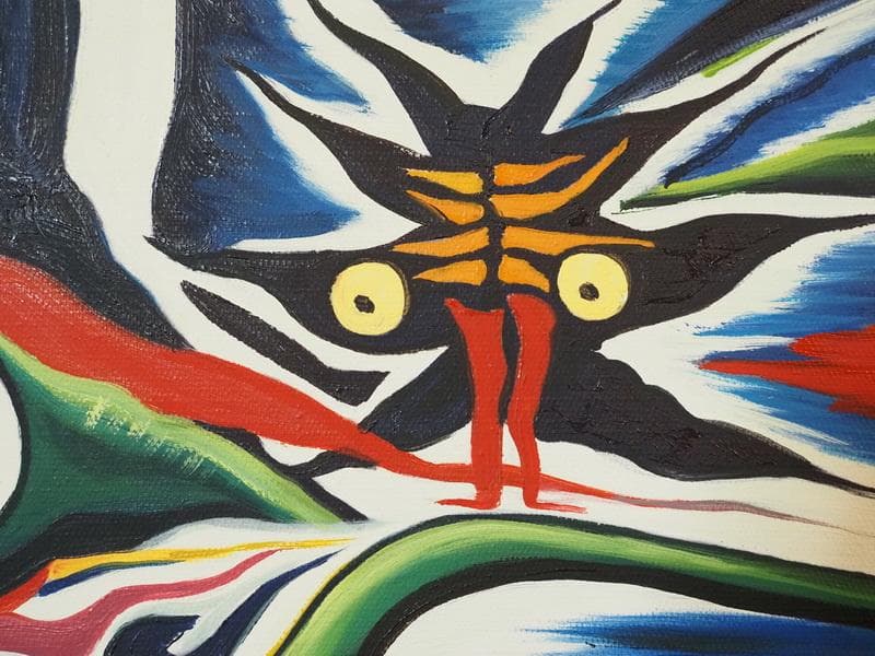 静物画　油絵　岡本太郎　未来を見　F４　額付き　手描き　肉筆