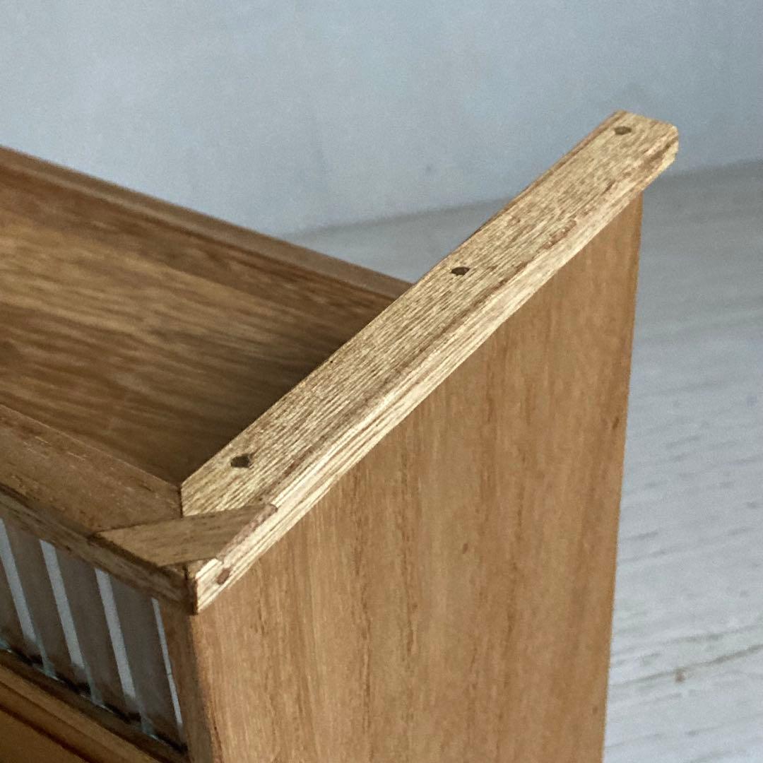 古い木製 4杯 小引き出し 小物入れ モールガラス