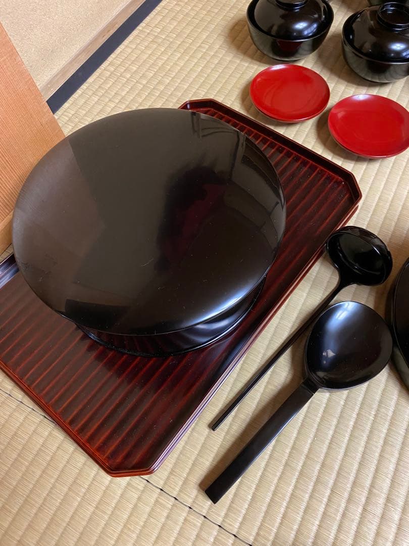 輪島塗り　谷川真斎　真塗り懐石道具　茶道具