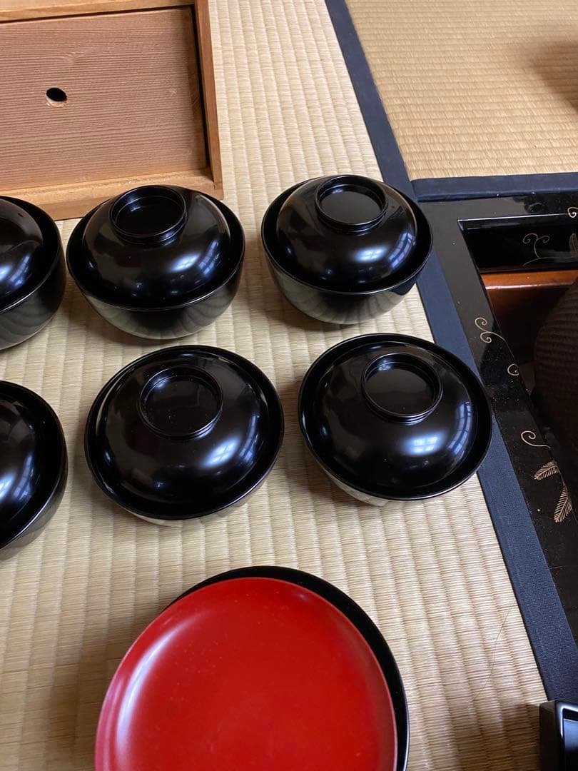 輪島塗り　谷川真斎　真塗り懐石道具　茶道具