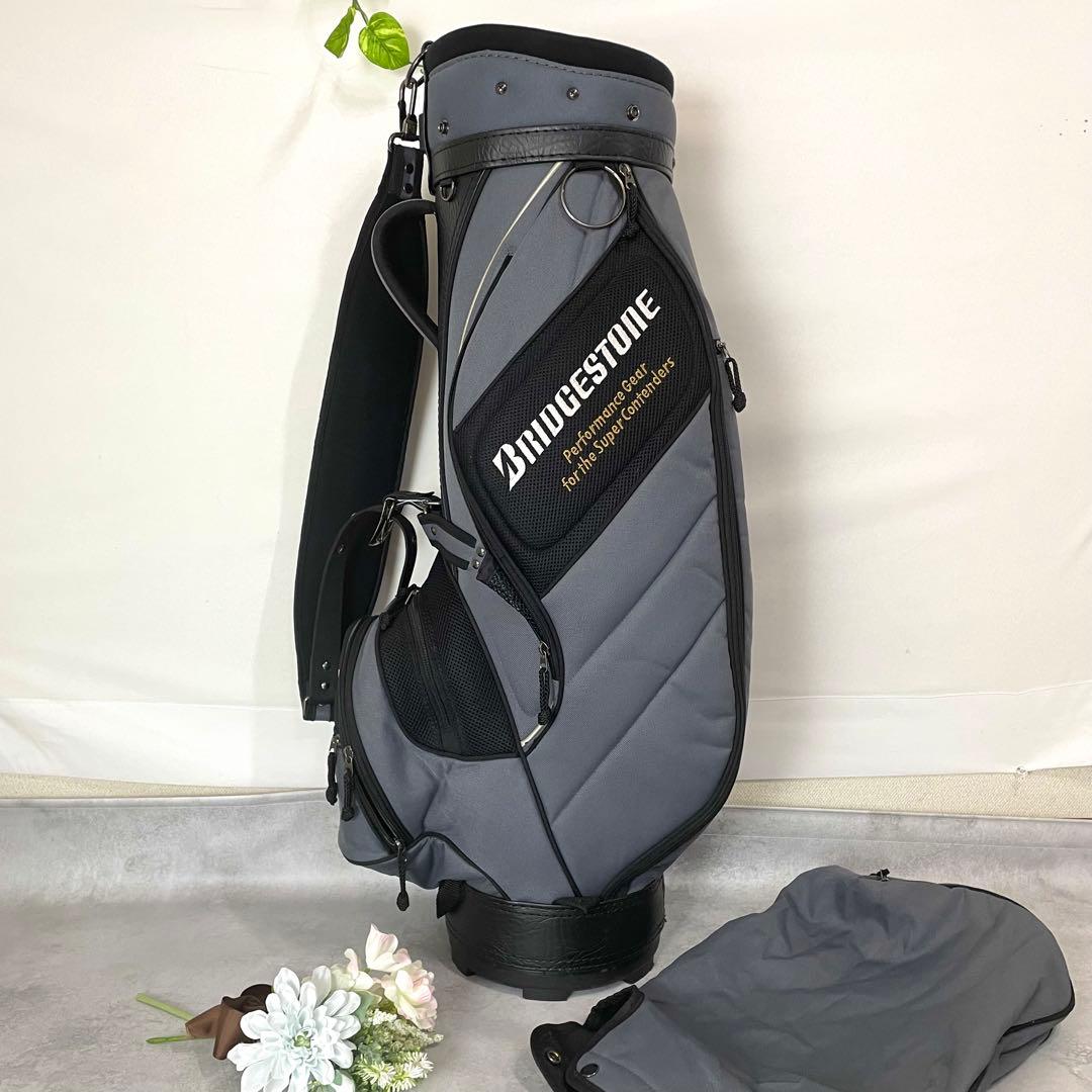 良品✨ブリヂストン キャディバッグ グレー フード×シャフトガード3本付き 軽量