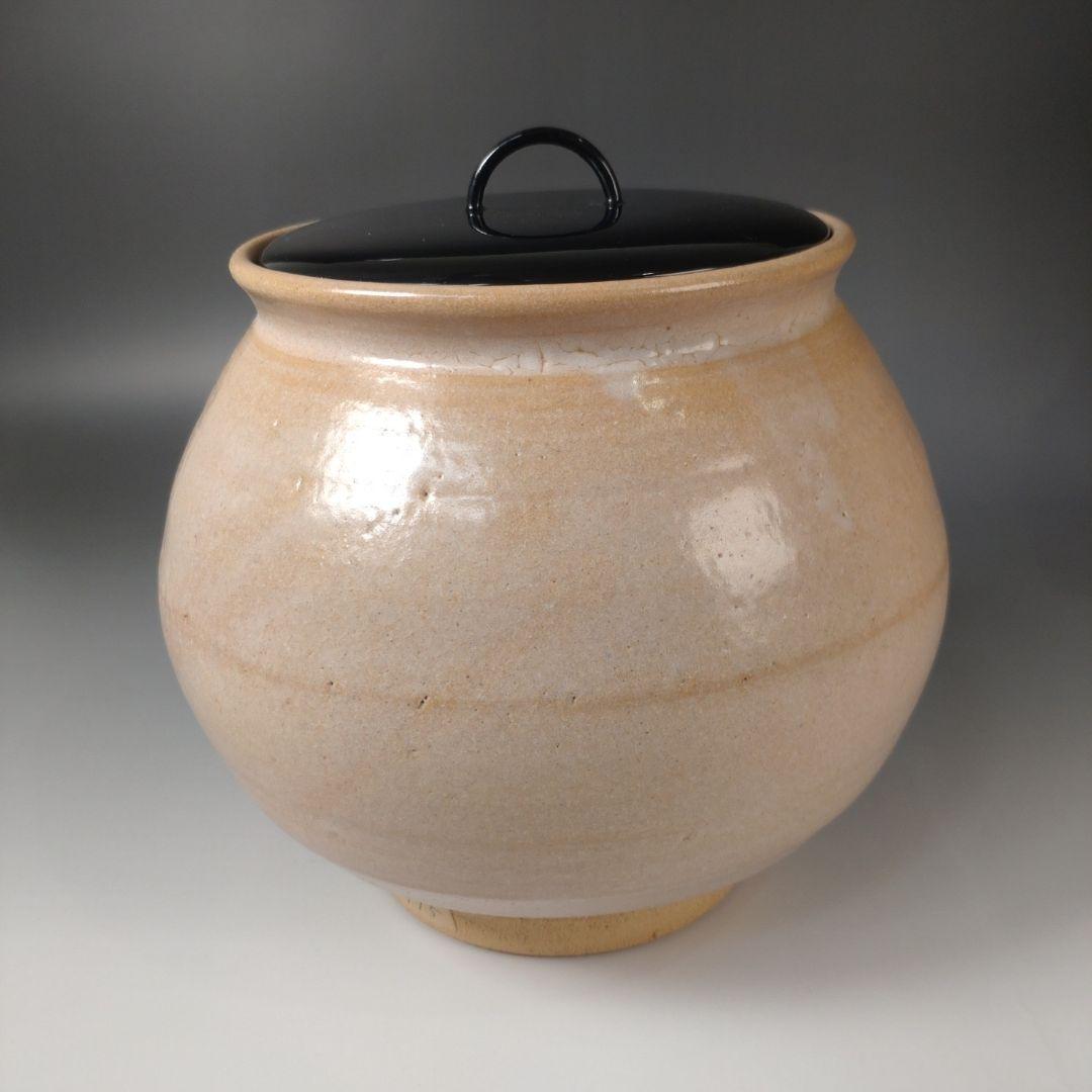 ア207 『小川幸彦　作』『唐津鉄絵　水指　共箱』塗蓋　茶道具