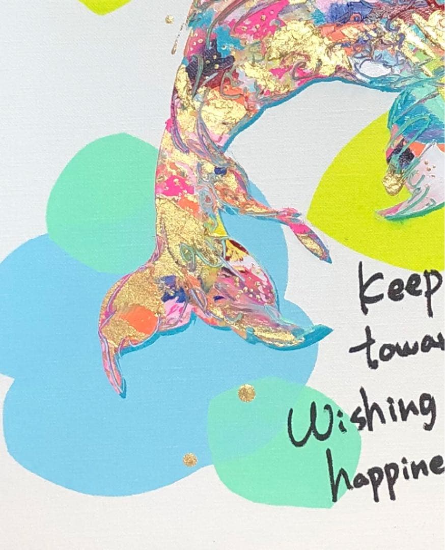 絵画　油絵 原画　一点物　鯉　ポップ　子供　アート　プレゼント　F6