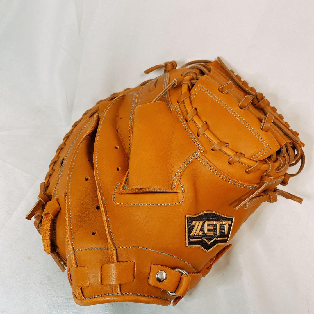 極美品　ZETT ゼット　一般軟式用キャッチャーミット　レザー　ライトブラウン