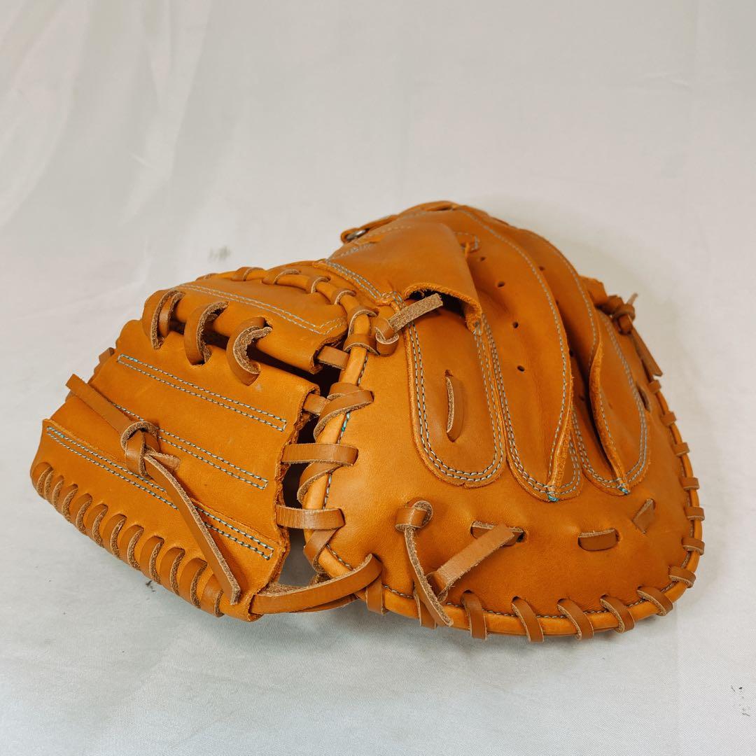 極美品　ZETT ゼット　一般軟式用キャッチャーミット　レザー　ライトブラウン