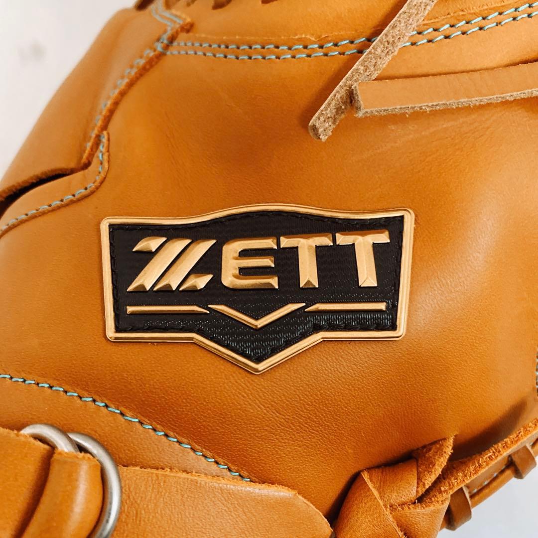 極美品　ZETT ゼット　一般軟式用キャッチャーミット　レザー　ライトブラウン