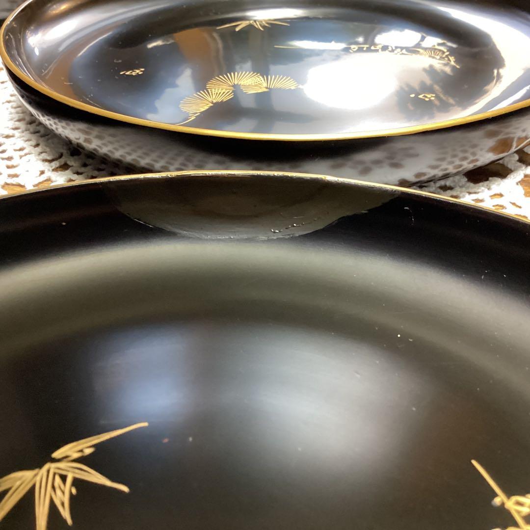 k2f5 漆器皿 20枚　　黒地 金色模様　年代物