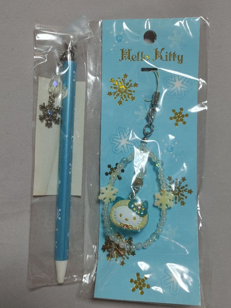 ハローキティ　2006年　スノーフレーク　ボールペン&ストラップビーズ