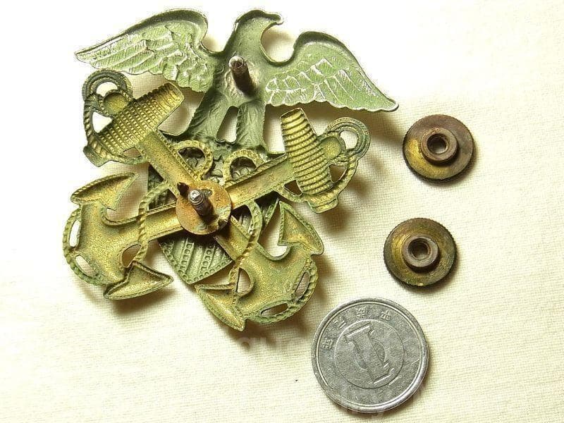 【us565】第二次世界大戦 アメリカ 海軍 将校帽子 銀925バッチ USA