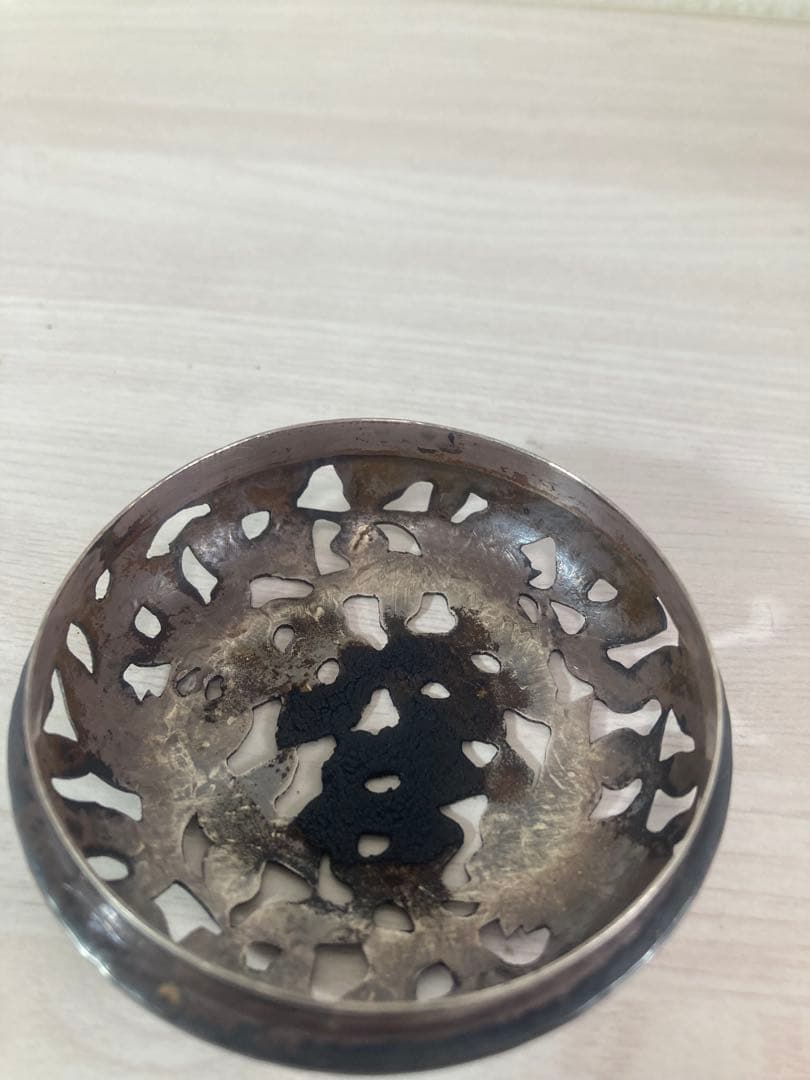 諏訪蘇山 青瓷 袴腰 香炉 純銀蓋透彫 三足 香爐 箱なし　青磁