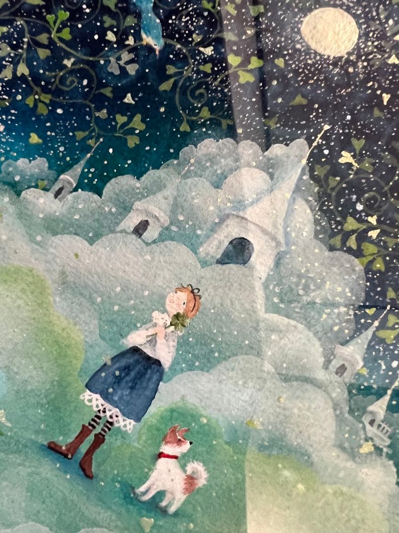 横山真弥　夢の中のお散歩　アクリル原画