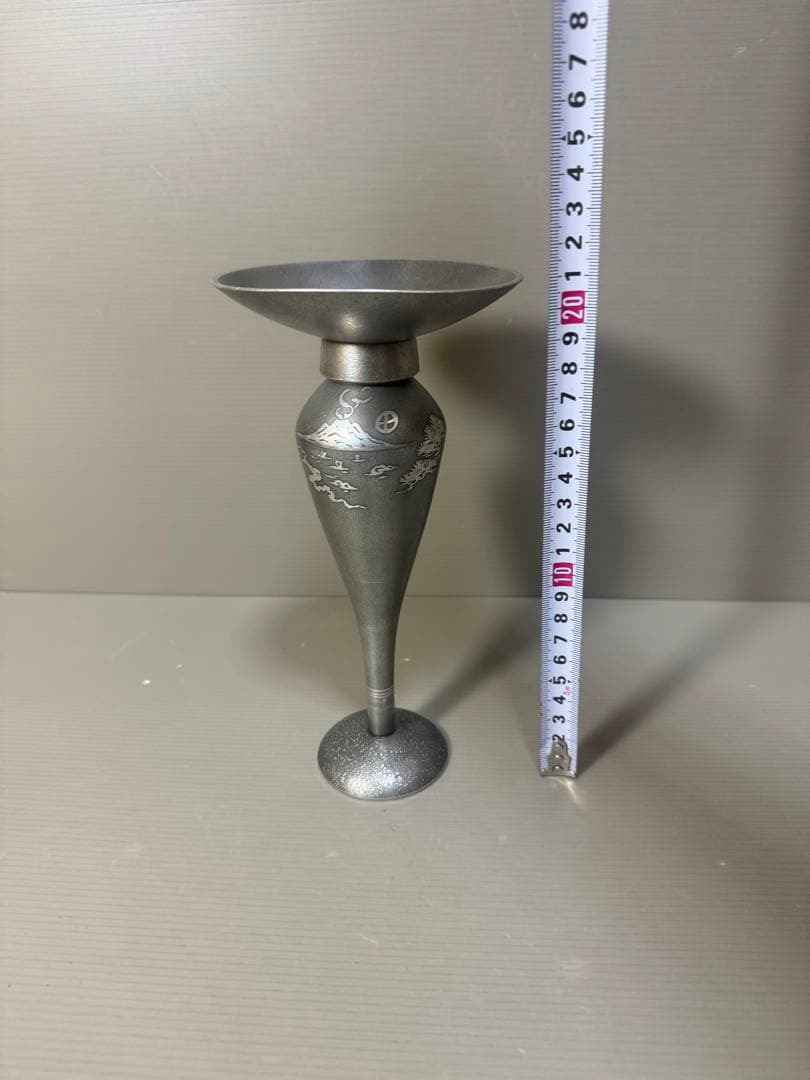 2297 薩摩錫器 岩切美巧堂 花入れ1客　盃1客