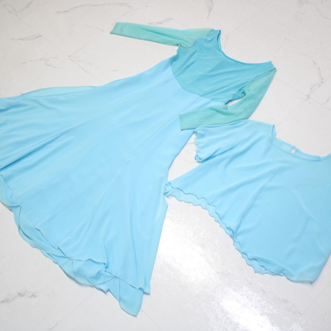 【日本製 社交ダンス衣装】スカイブルー CHACOTT ワンピース ドレス