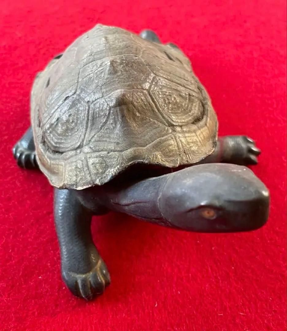 美術作品・亀の彫像・小物入れ・骨董品・松立斉・亀彫刻・印籠・彫刻・美術品