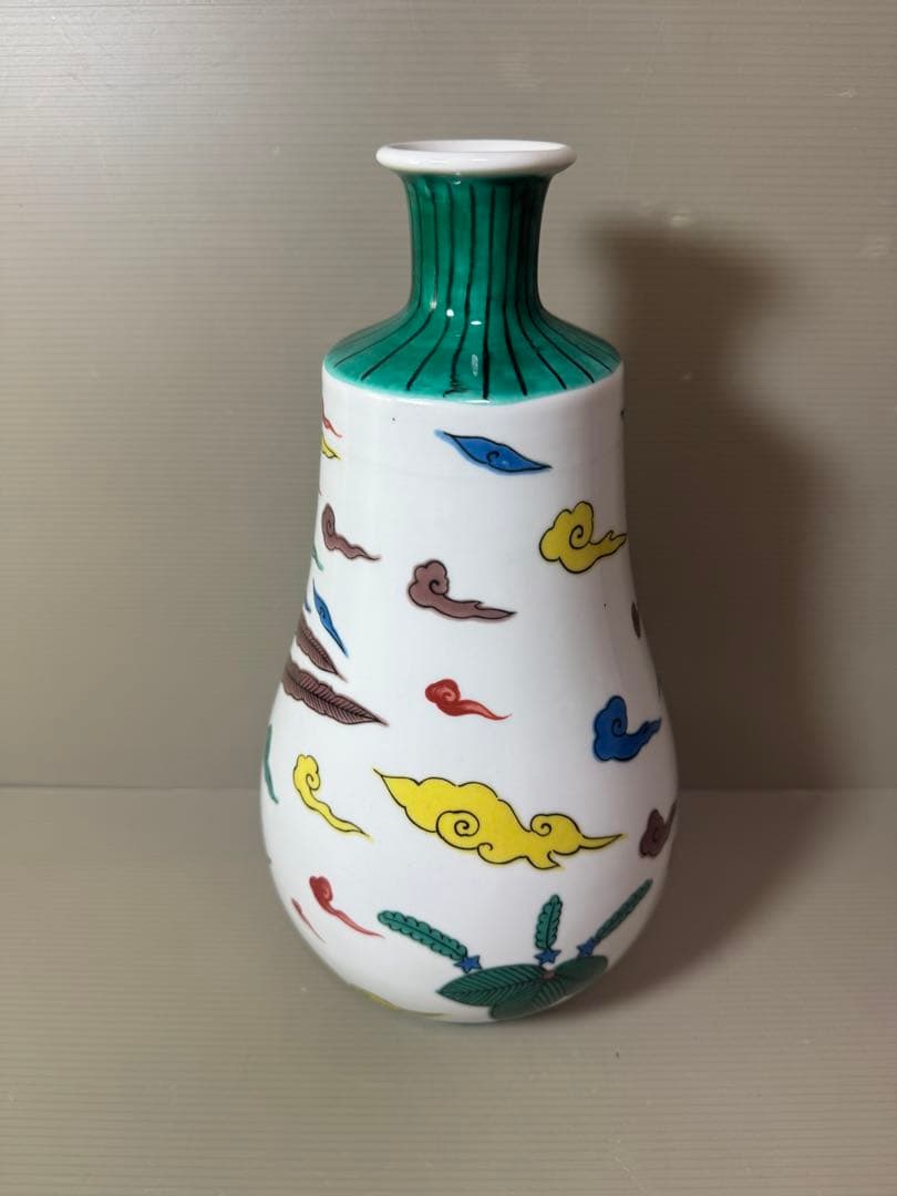 2857 九谷焼　雲鳥文　花瓶