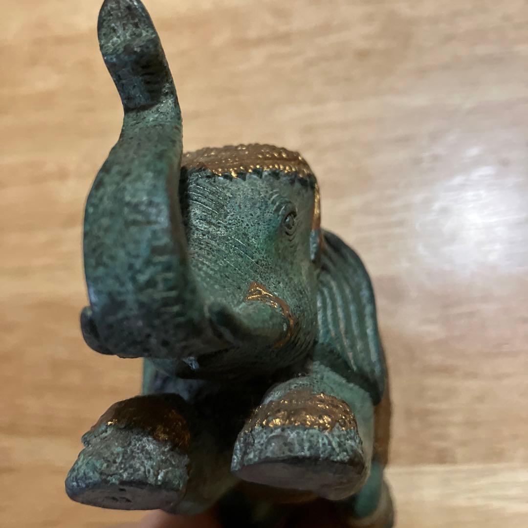 ロイヤル ゴールデン パティナ ブロンズ 象置物 青銅 幸運 工芸品