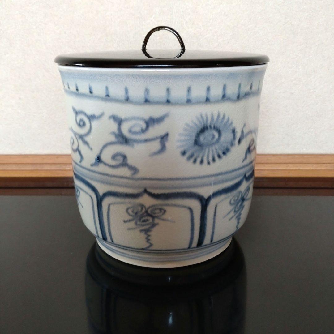 茶道具　水指　模安南　加藤唐三郎造　塗蓋　共箱　無傷