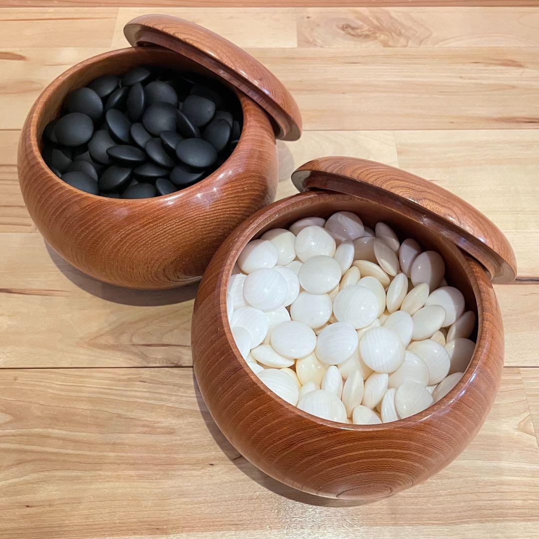 美品‼️高級碁石 那智黒 181個 蛤 180個 けやき碁筒付き 33〜34号