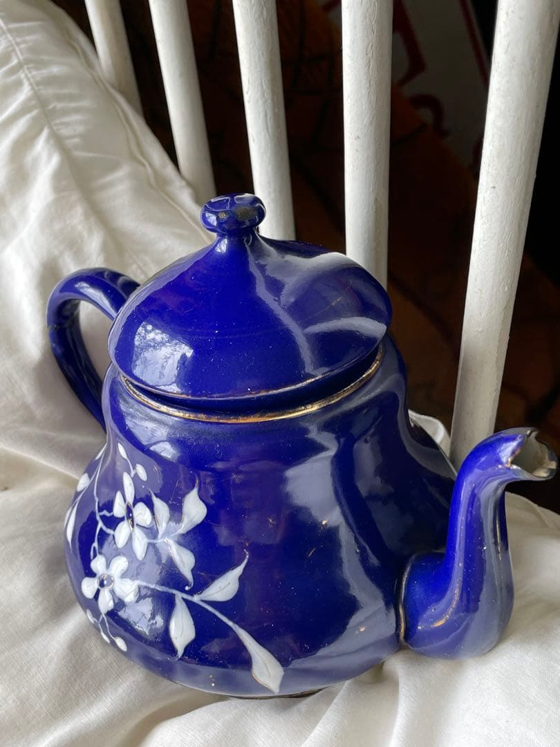 フランス　アンティーク　ホーロー　ティー　ポット　コーヒー　ポット　手書き　レア