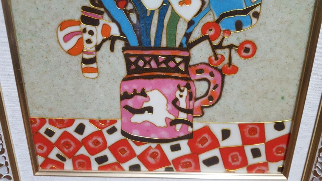 【未使用】マーブルアート　「 花 Ⅰ 」 F6　額装品