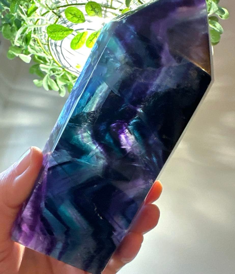 ブルーフローライト　タワー　13.2㎝　フローライト　青　透明感　虹