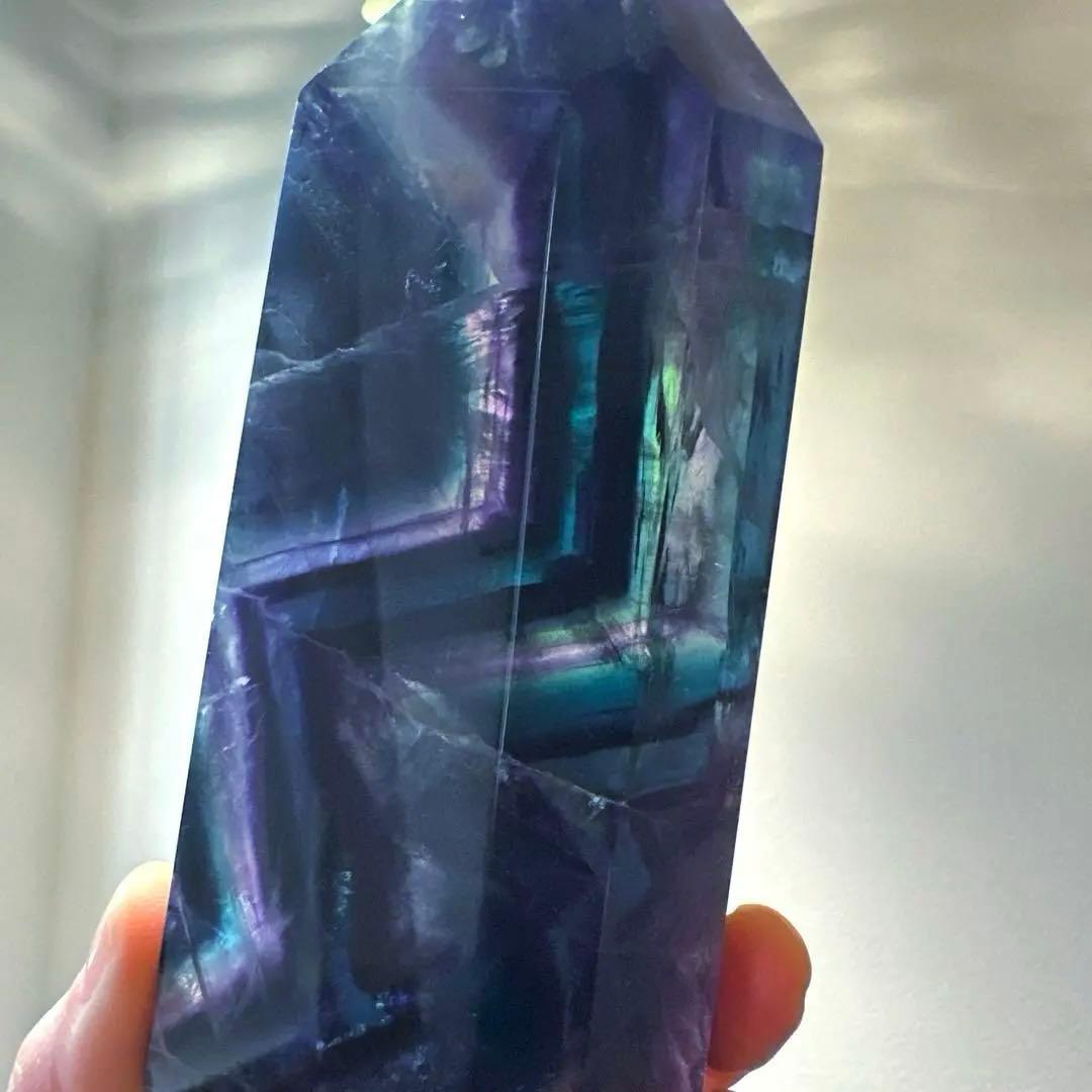 ブルーフローライト　タワー　13.2㎝　フローライト　青　透明感　虹