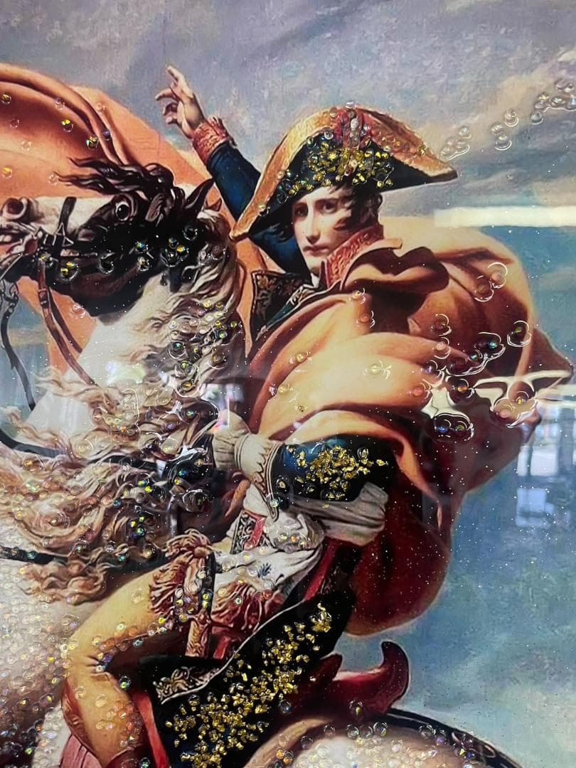 水晶絵　ルイ・ダヴィッド「ナポレオン」　アートパネル　クリスタル　立体　絵画