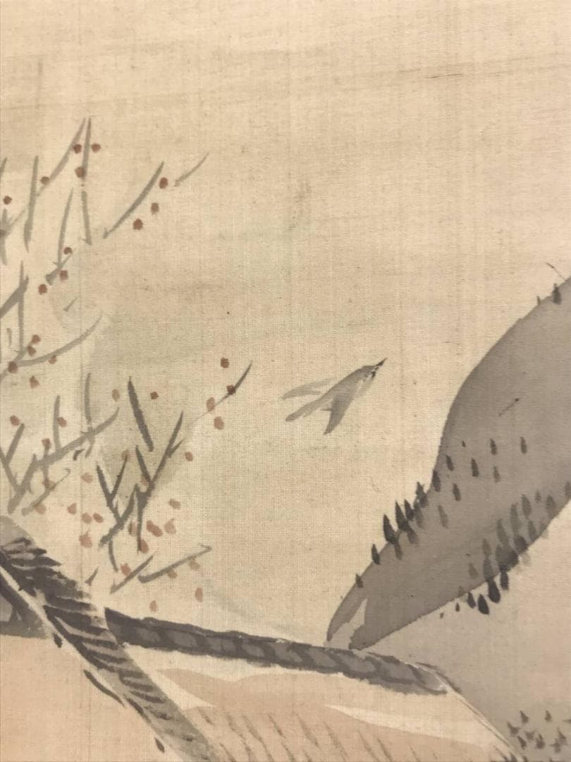 模写/松村呉春/梅林山水図/梅花山水図/正月山水図/掛軸/名家伝来/AD-988