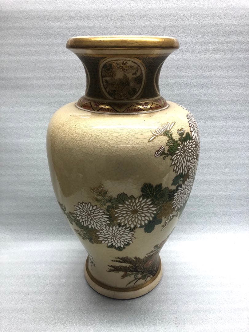 薩摩焼　磯焼　金彩　色絵　飾壺　古美術