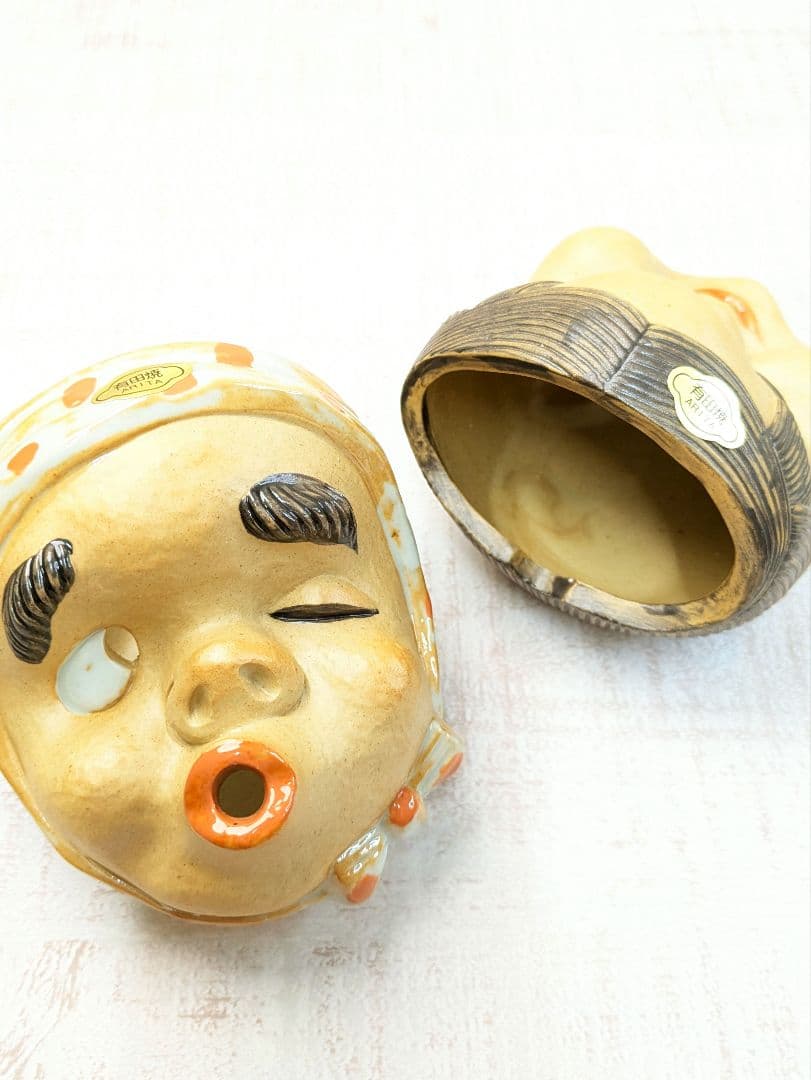 【値下中】美品☆有田焼おかめひょっとこペア灰皿　香炉