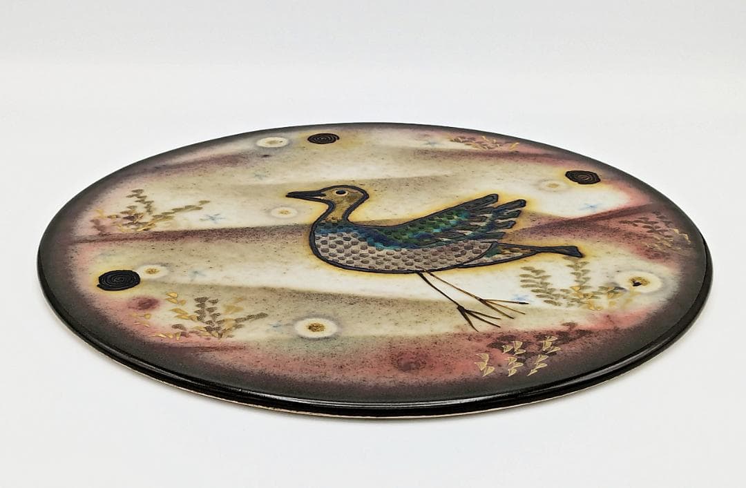 ★未使用美品★伊藤北斗 釉刻色絵陶板夢の風景【20年程前の個展で購入 作家作品】