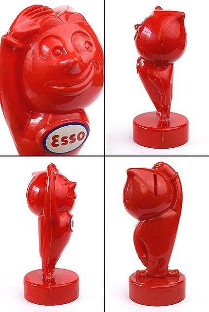 レア！ 1950’s ESSO エッソ オイルドロップ ビンテージ 貯金箱 赤色