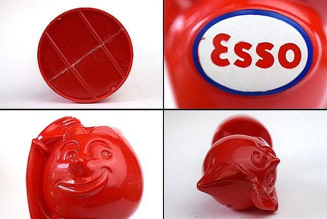 レア！ 1950’s ESSO エッソ オイルドロップ ビンテージ 貯金箱 赤色