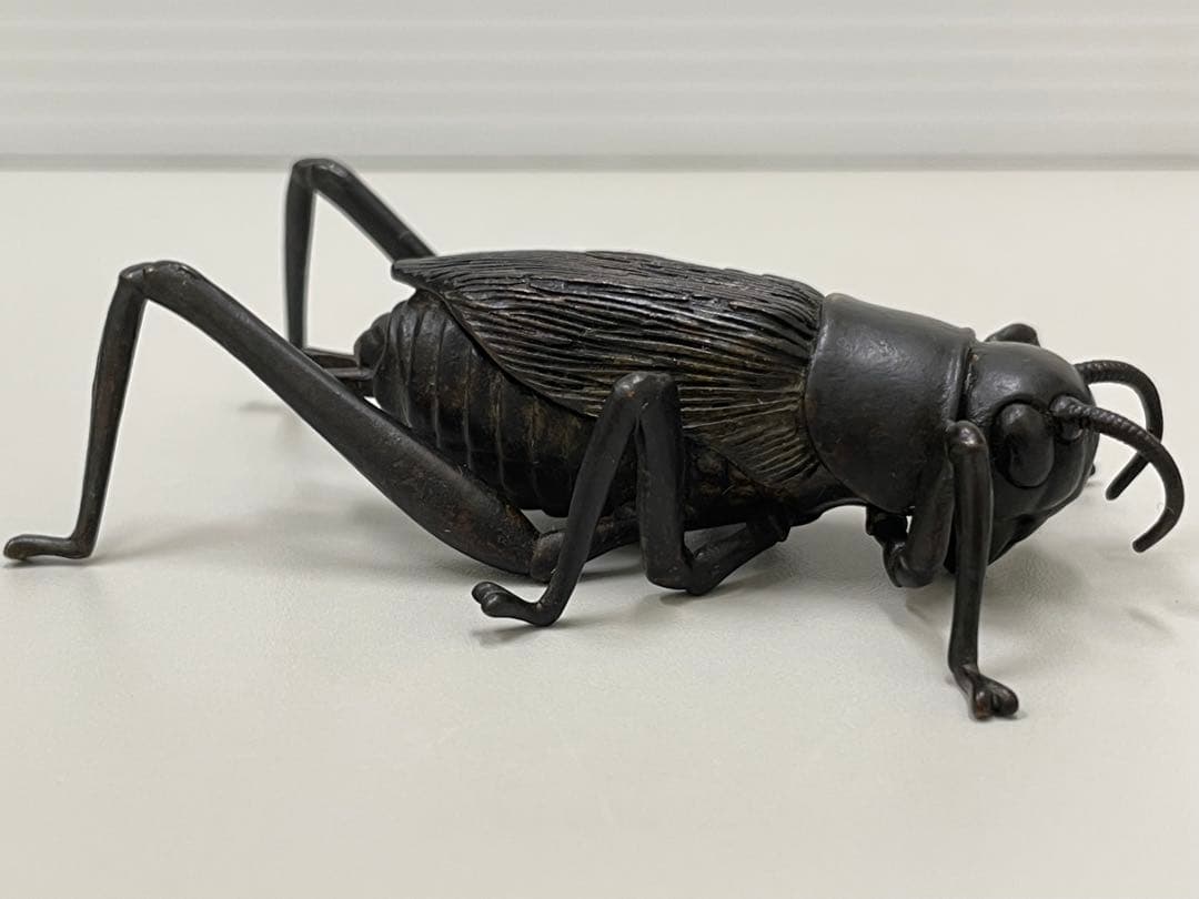 龍文堂　安の介　銅製自在蟋蟀　7cm 古物