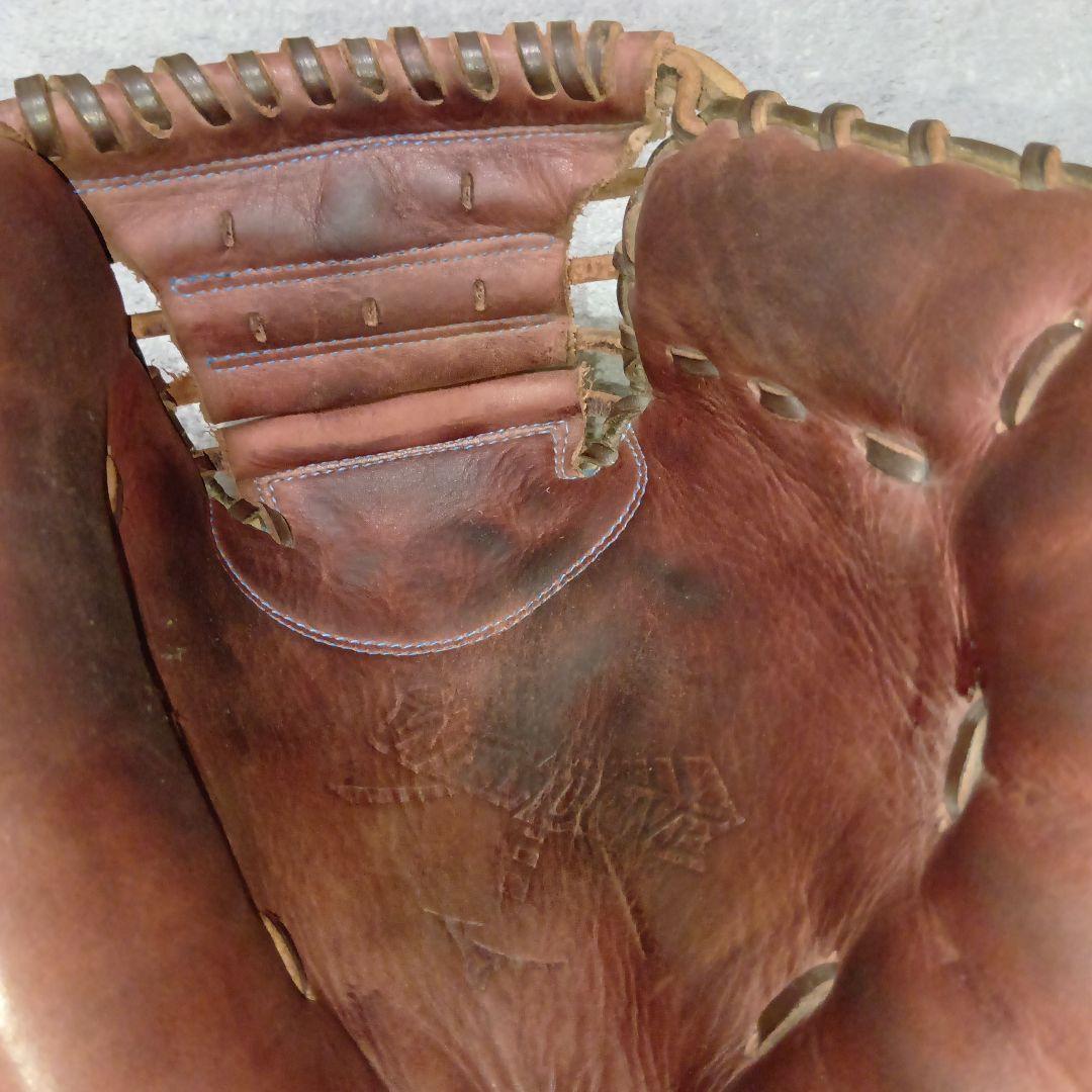 良品 ミズノ キャッチャーミット シリコンラベル ブルーラベル ブラウン　軟式用