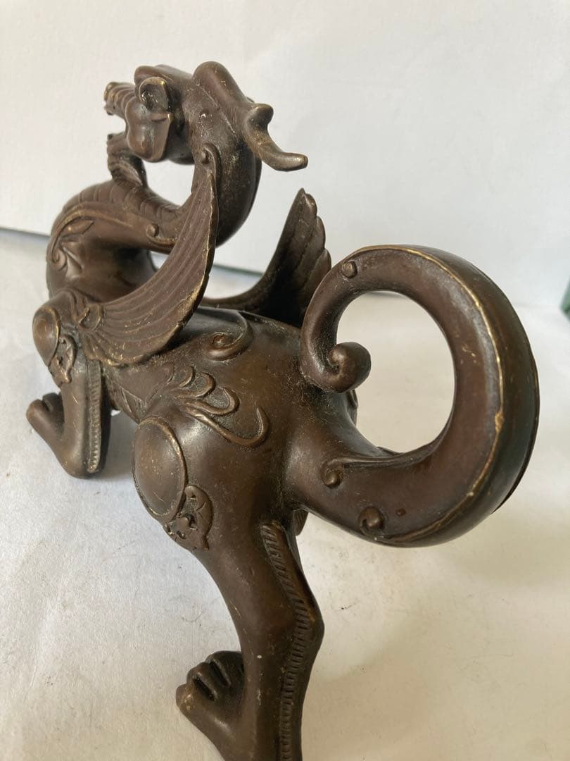 龍置物，古銅製，鎮宅，辟邪，緣起物，重約1300克。