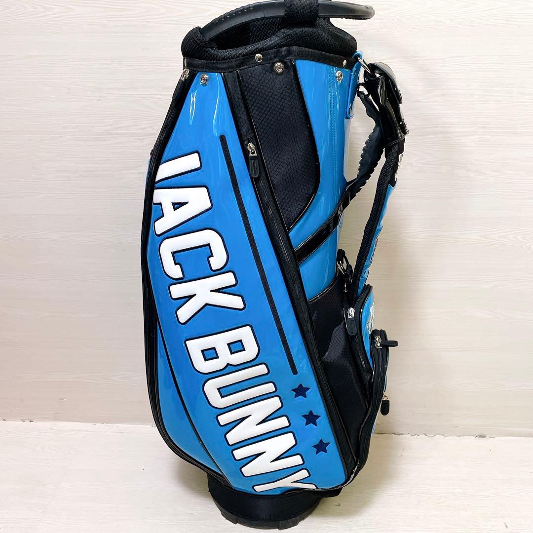 美品 ジャックバニー キャディーバッグ 9型 6分割 ライトブルー エナメル