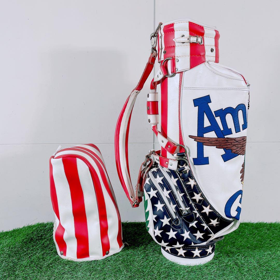 ゴルフ　6口　キャディバッグ　ベルディングスポーツ　星条旗　N1930