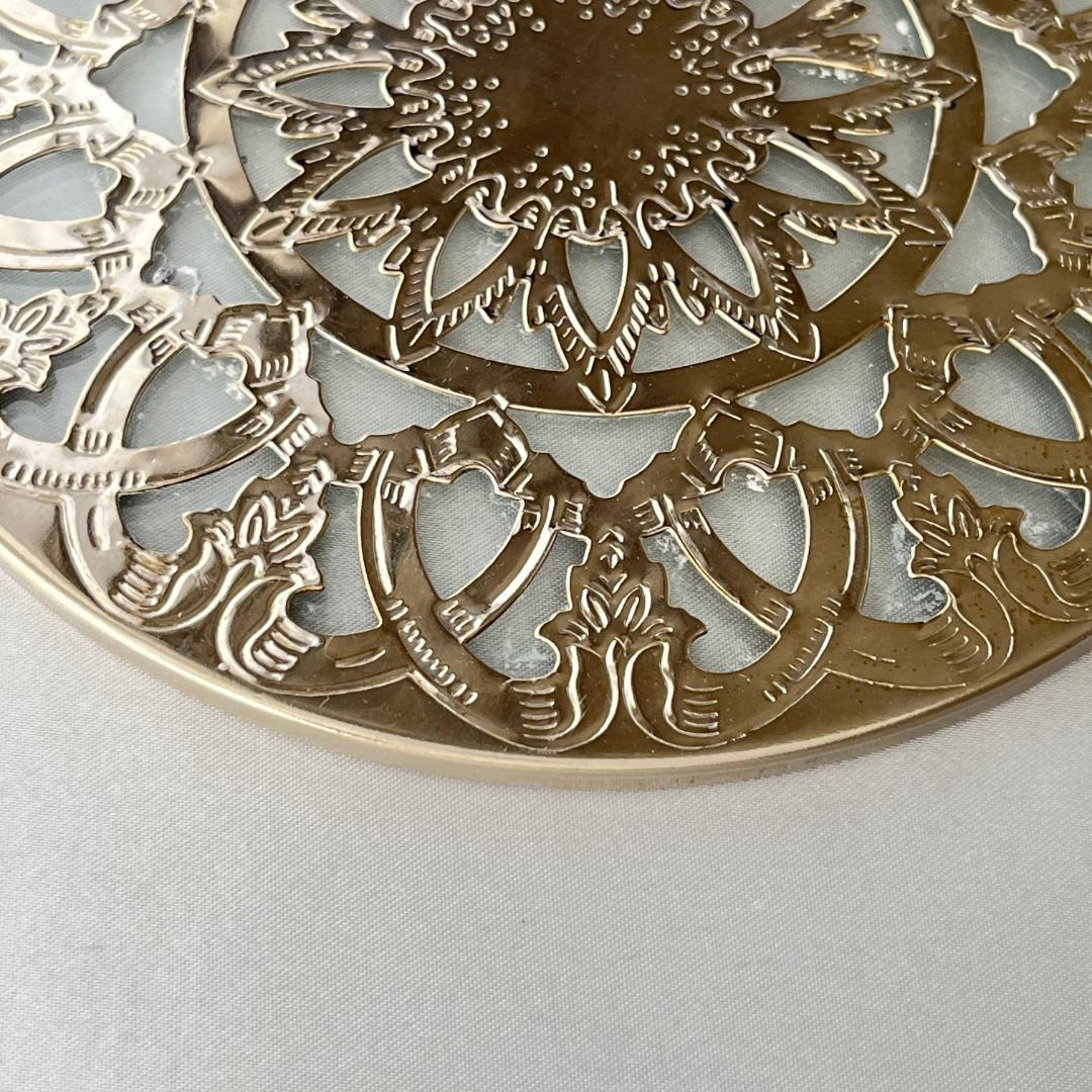 ティーセンター 【シルバープレート / ガラス】 15cm ティーポット敷