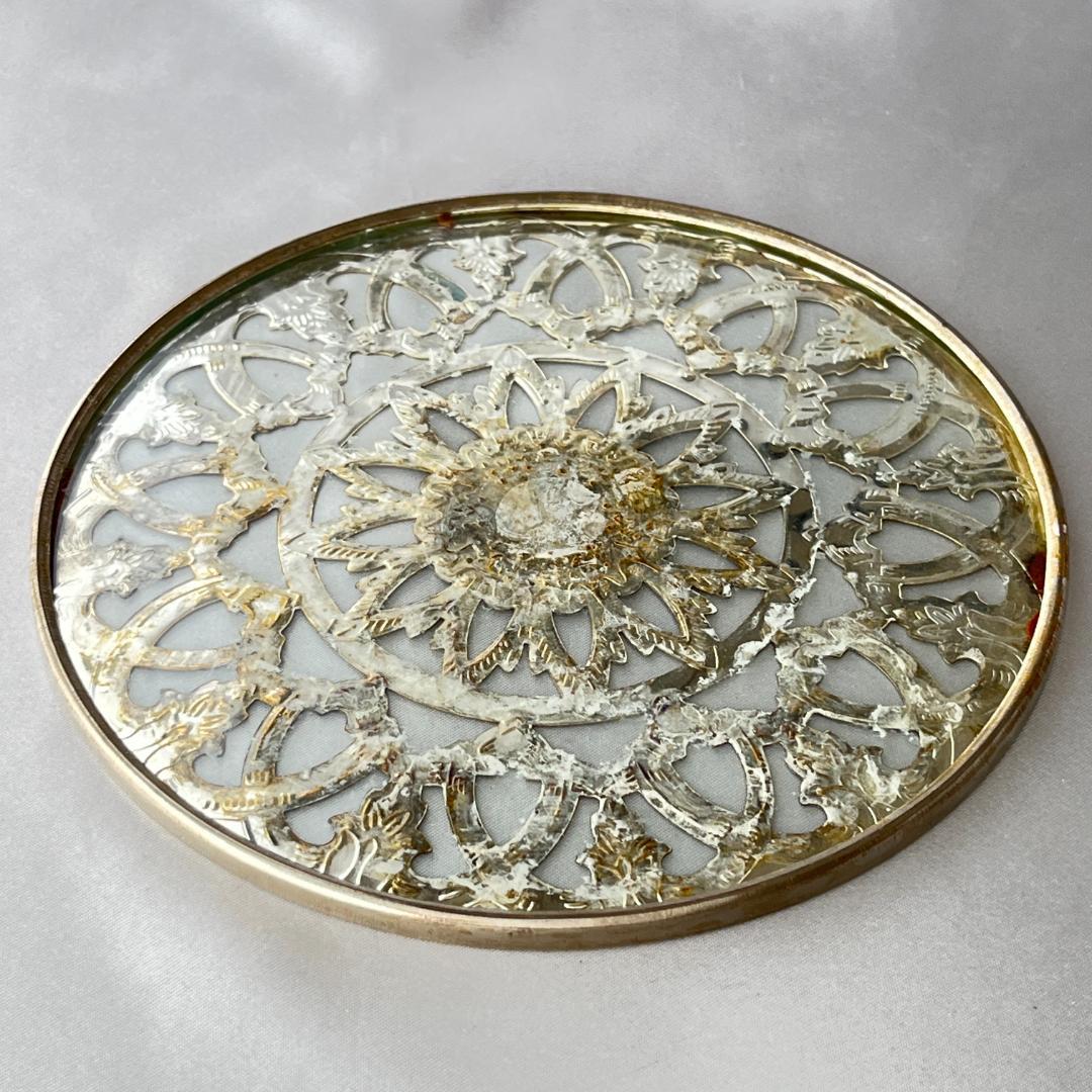 ティーセンター 【シルバープレート / ガラス】 15cm ティーポット敷