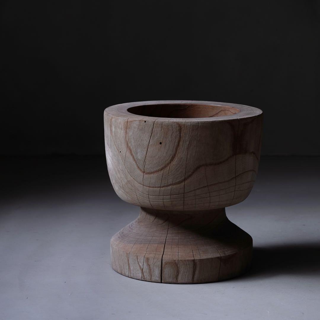 欅材 古い臼　木鉢 木皿 プランター オブジェ 古家具 古道具 アンティーク