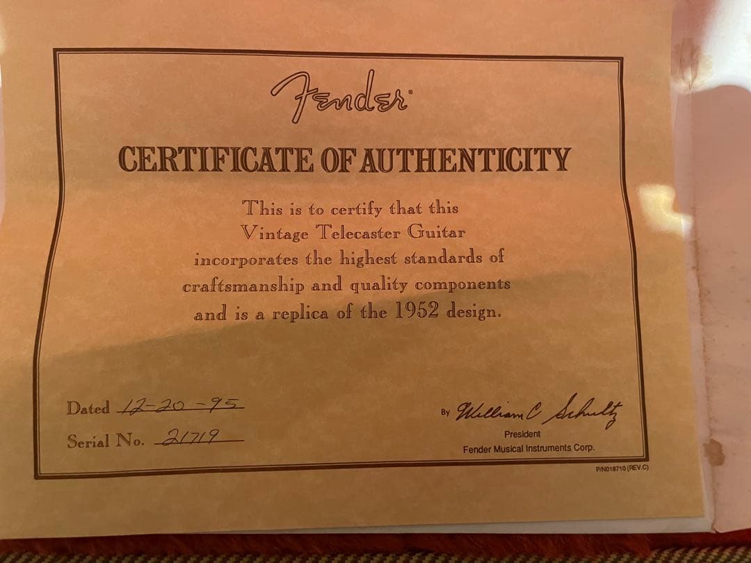 1995年製FenderAmericanVintage52-Telecaster