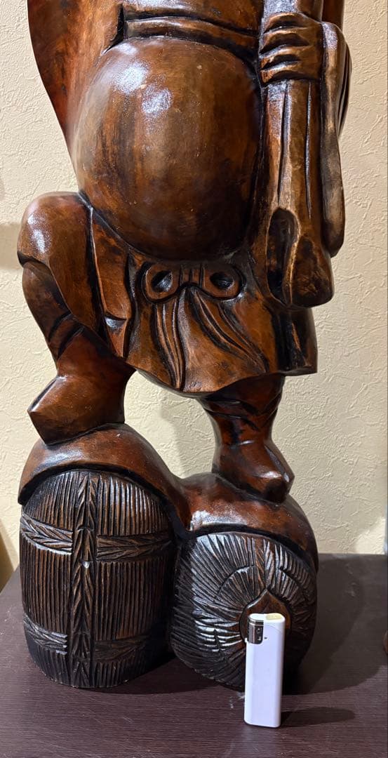 大型　大黒天様 大黒様 木彫り 彫刻 仏像 約92cm 七福神 縁起物　20万也