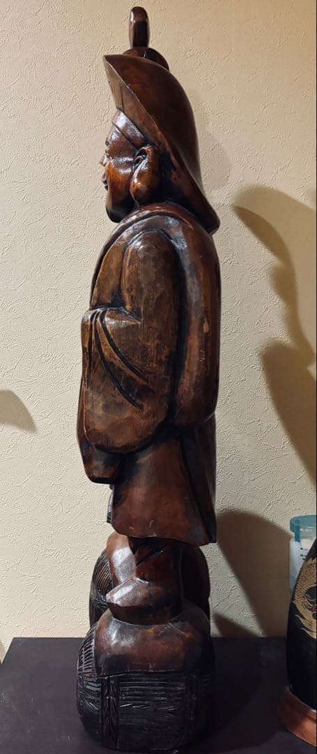 大型　大黒天様 大黒様 木彫り 彫刻 仏像 約92cm 七福神 縁起物　20万也