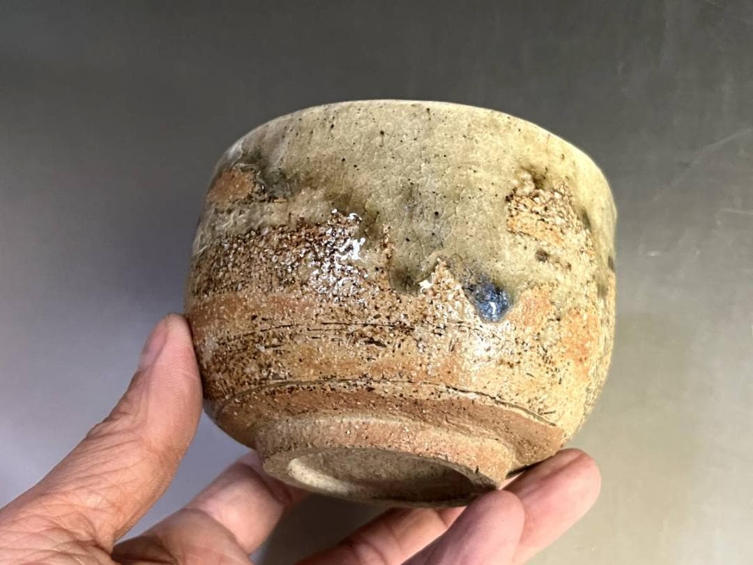 茶碗■古い伊賀焼 涙痕茶わん お茶道具 ぐい呑み酒器 古美術 時代物 骨董品■