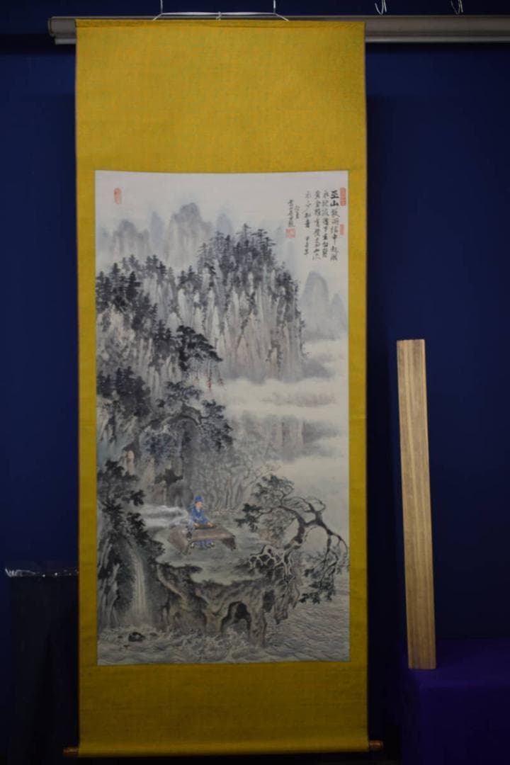 真作/雲山/山水弾琴画賛/大幅/布袋屋掛軸HF-938